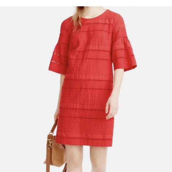 J. Crew Flutter Sleeve Eyelet Shift Dress - Women's size 4 - Picture 1 of 8